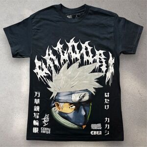CVLA x Naruto Shippuden Kakashi Hatake Copy Ninja Black Graphic T-Shirt Mens S